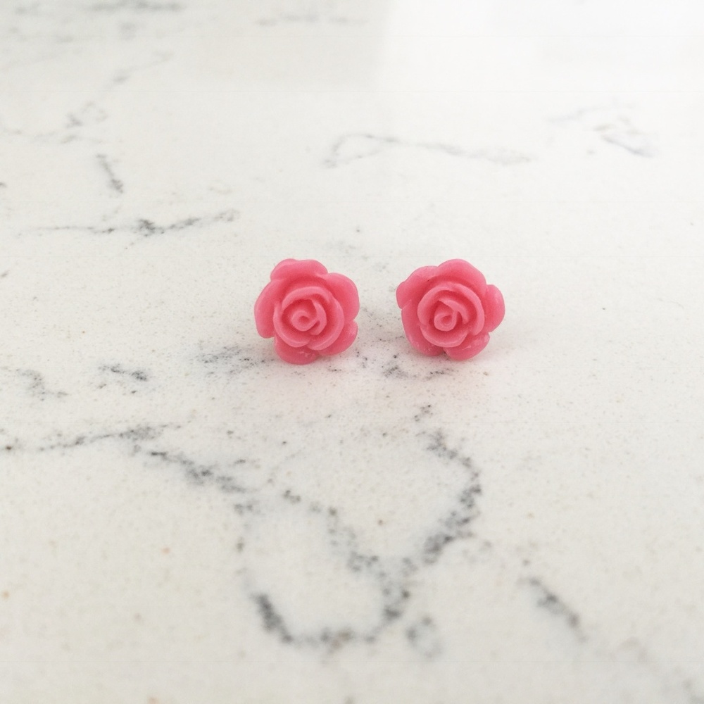 Fuchsia Rose Stud Earrings